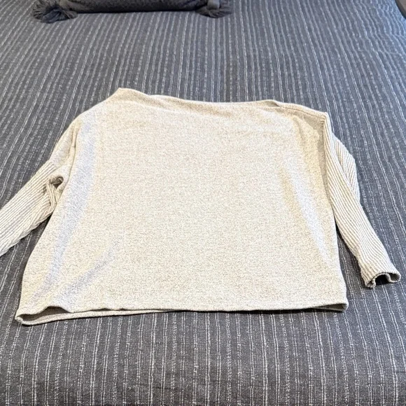NWOT LOFT Heathered Beige Off the Shoulder Sweater - Picture 1 of 5